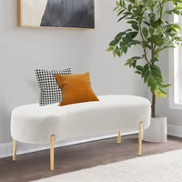 Banc ottoman, banc de lit rembourré pour entrée avec pieds en métal doré pour salon - 45,7*15,4