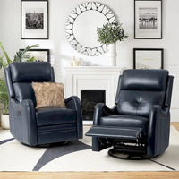 Lot de 2 Fauteuils Inclinables Pivotants à Bascule FrancoModern en Cuir Véritable avec Clous Décoratifs par HULALA HOME