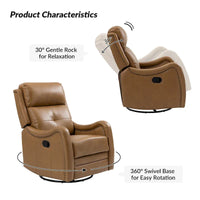 Lot de 2 Fauteuils Inclinables Pivotants à Bascule FrancoModern en Cuir Véritable avec Clous Décoratifs par HULALA HOME