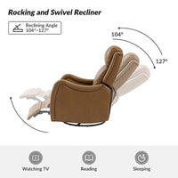Lot de 2 Fauteuils Inclinables Pivotants à Bascule FrancoModern en Cuir Véritable avec Clous Décoratifs par HULALA HOME