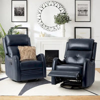 Lot de 2 Fauteuils Inclinables Pivotants à Bascule FrancoModern en Cuir Véritable avec Clous Décoratifs par HULALA HOME