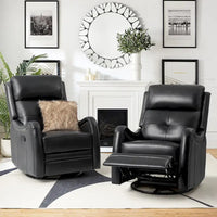 Lot de 2 Fauteuils Inclinables Pivotants à Bascule FrancoModern en Cuir Véritable avec Clous Décoratifs par HULALA HOME