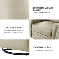 Lot de 2 Fauteuils Inclinables Pivotants à Bascule FrancoModern en Cuir Véritable avec Clous Décoratifs par HULALA HOME