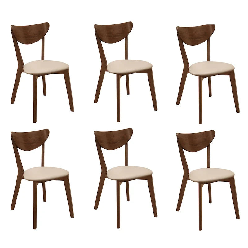 Chaises de salle à manger à dossier ouvert Markus beige et châtaigne (lot de 6)