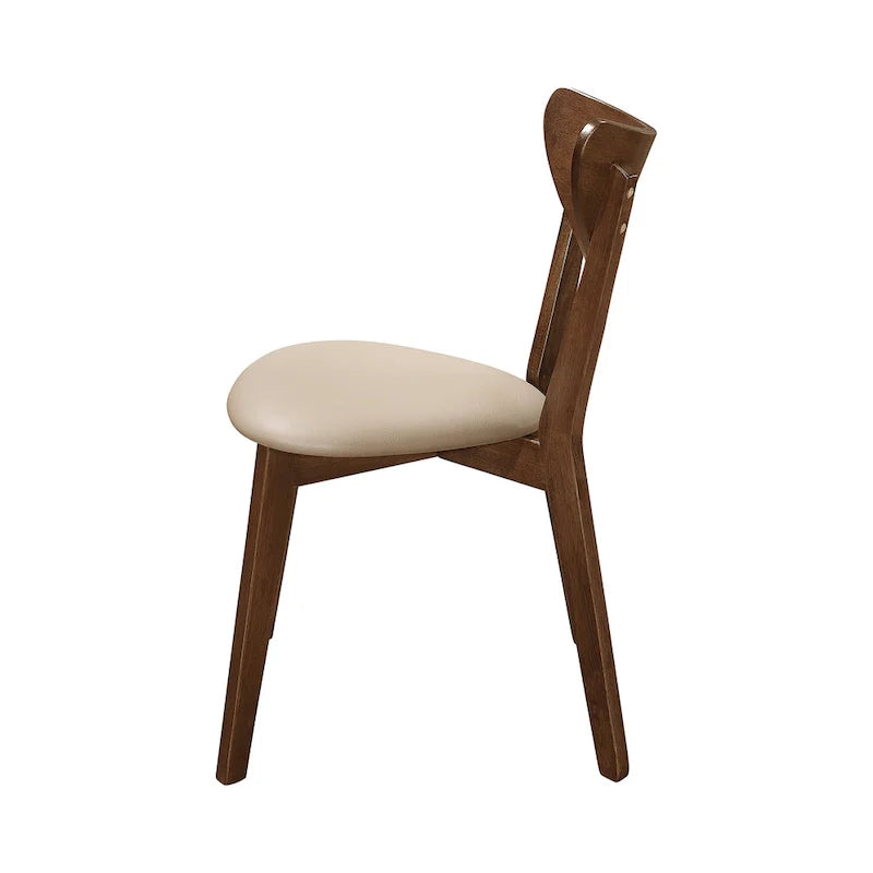 Chaises de salle à manger à dossier ouvert Markus beige et châtaigne (lot de 6)