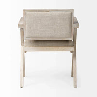 Topanga Chaise de salle à manger à assise enveloppante en tissu beige avec structure en bois massif blond - 23L x 22P x 31.5H
