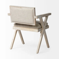 Topanga Chaise de salle à manger à assise enveloppante en tissu beige avec structure en bois massif blond - 23L x 22P x 31.5H