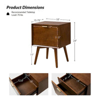 Table de chevet Isabel Mid-Century à 2 tiroirs en bois par HULALA HOME