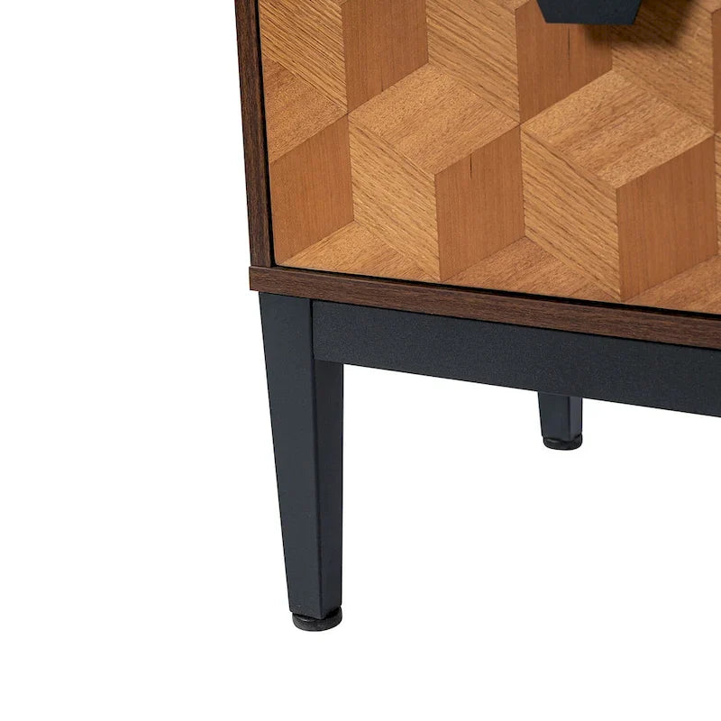 Table de chevet moderne 25 po de haut à 2 tiroirs avec station de recharge et pieds réglables (lot de 2) par HULALA HOME