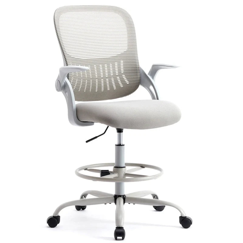 Chaise de bureau ergonomique haute de dessin avec accoudoirs rabattables