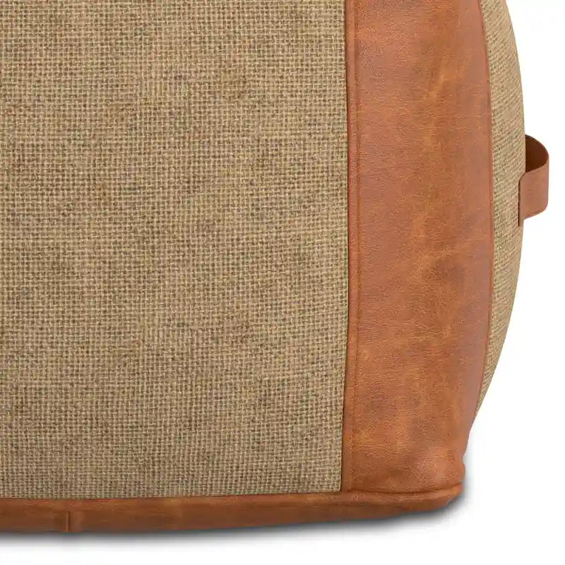 WYNDENHALL Castlebridge Pouf carré bohème en cuir véritable, couleur havane