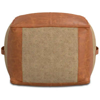 WYNDENHALL Castlebridge pouf carré bohème en cuir véritable, tan