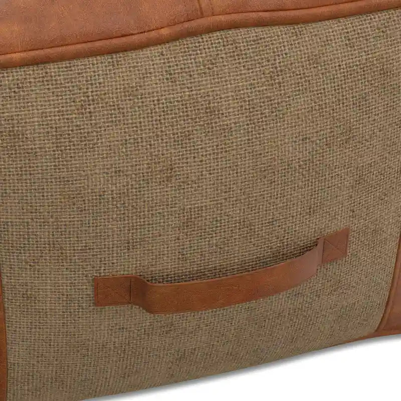 WYNDENHALL Castlebridge Pouf carré bohème en cuir véritable, couleur havane