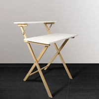 Bureau de travail pliable pour ordinateur portable en bois massif à 2 niveaux