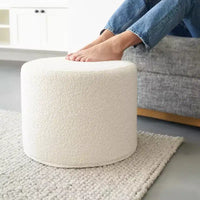 Pouf bouclé ZICOTO, repose-pieds confortable pour rehausser votre décoration de salon avec confort et charme