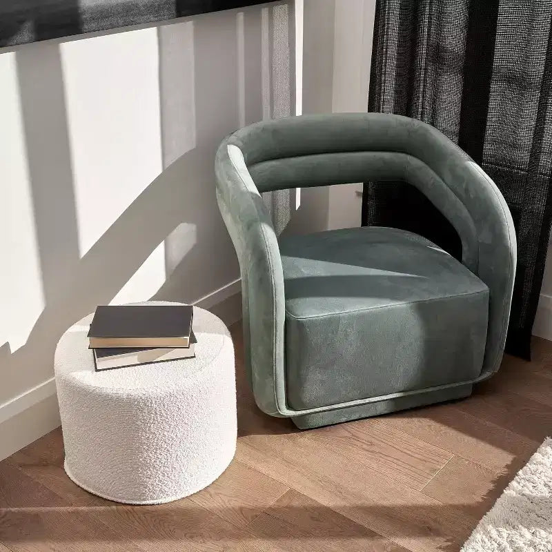 Pouf bouclé ZICOTO, repose-pieds confortable pour rehausser votre décoration de salon avec confort et charme