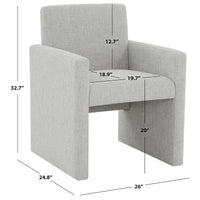 SAFAVIEH Couture Gunna Fauteuil en lin - 26 L x 25 P x 33 H - 26Lx25Px33H