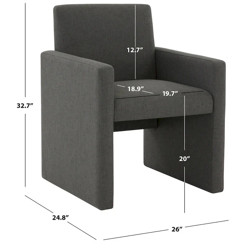 SAFAVIEH Couture Gunna Fauteuil en lin - 26 L x 25 P x 33 H - 26Lx25Px33H