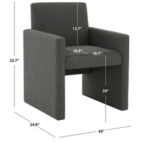SAFAVIEH Couture Gunna Fauteuil en lin - 26 L x 25 P x 33 H - 26Lx25Px33H