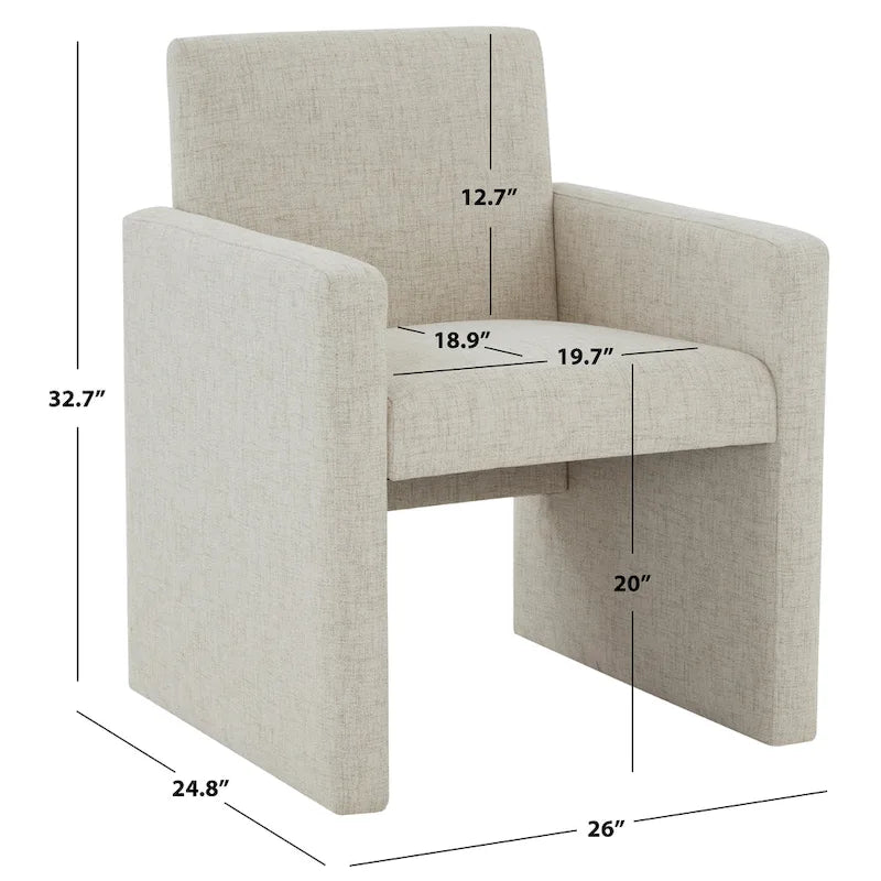 SAFAVIEH Couture Gunna Fauteuil en lin - 26 L x 25 P x 33 H - 26Lx25Px33H