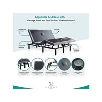 Sommier réglable Idealbase avec 3 vitesses de massage des pieds, inclinaison de la tête et des pieds, télécommande sans fil