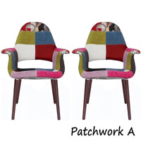 Lot de 2 fauteuils modernes rembourrés en tissu organique avec pieds en bois noyer brun foncé pour salle à manger, bureau ou fauteuil d'appoint