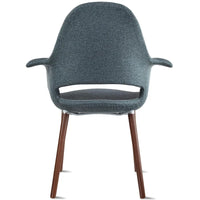 Lot de 2 fauteuils modernes rembourrés en tissu organique avec pieds en bois noyer brun foncé pour salle à manger, bureau ou fauteuil d'appoint