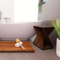 Tabouret torsadé de douche et de bain en teck nordique foncé - Marron foncé