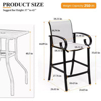 Crestlive Products - Lot de 2 tabourets de bar pivotants de 70,6 cm de hauteur de comptoir, cadre en aluminium avec tissu Sunbrella