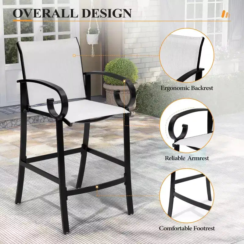 Crestlive Products - Lot de 2 tabourets de bar pivotants de 70,6 cm de hauteur de comptoir, cadre en aluminium avec tissu Sunbrella