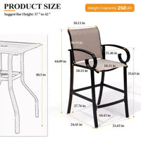Crestlive Products - Lot de 2 tabourets de bar pivotants de 70,6 cm de hauteur de comptoir, cadre en aluminium avec tissu Sunbrella