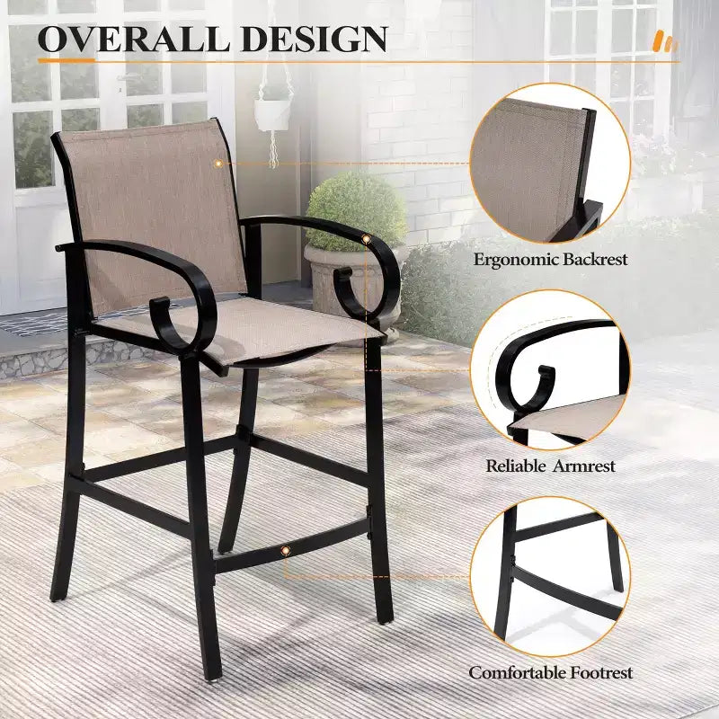 Crestlive Products - Lot de 2 tabourets de bar pivotants de 70,6 cm de hauteur de comptoir, cadre en aluminium avec tissu Sunbrella