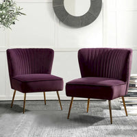 Fauteuil d'appoint sans accoudoirs Monica pour salon, confortable avec dossier capitonné et pieds en métal par HULALA HOME