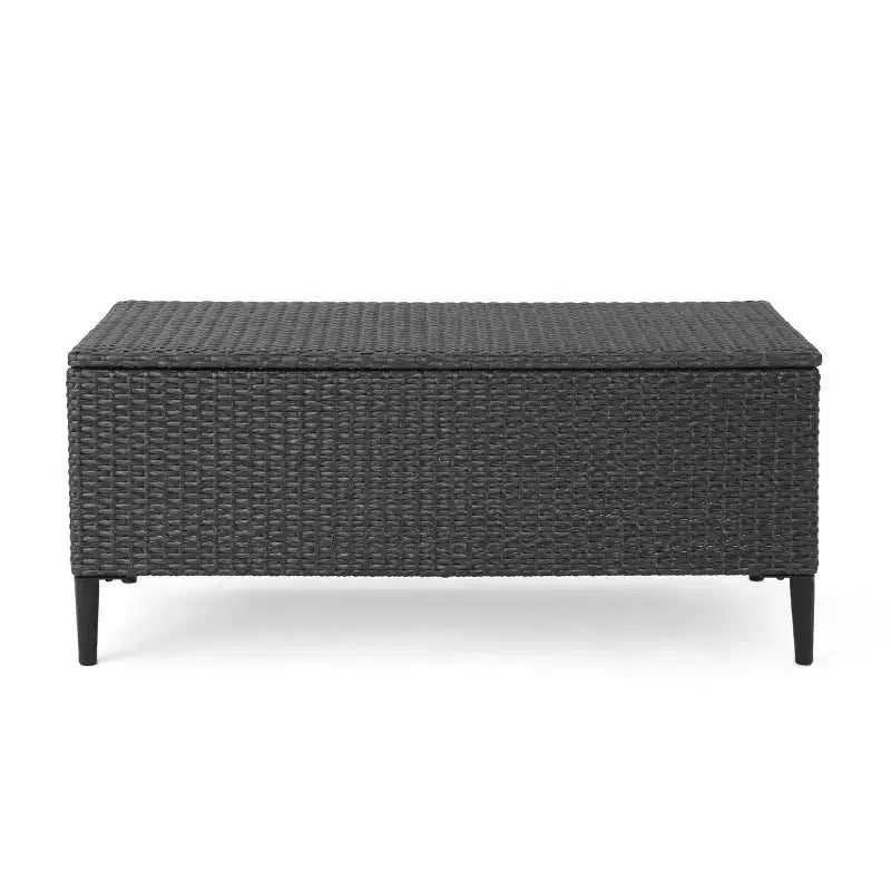 Meuble de rangement d'extérieur en osier GDFStudio Sandy, gris/noir