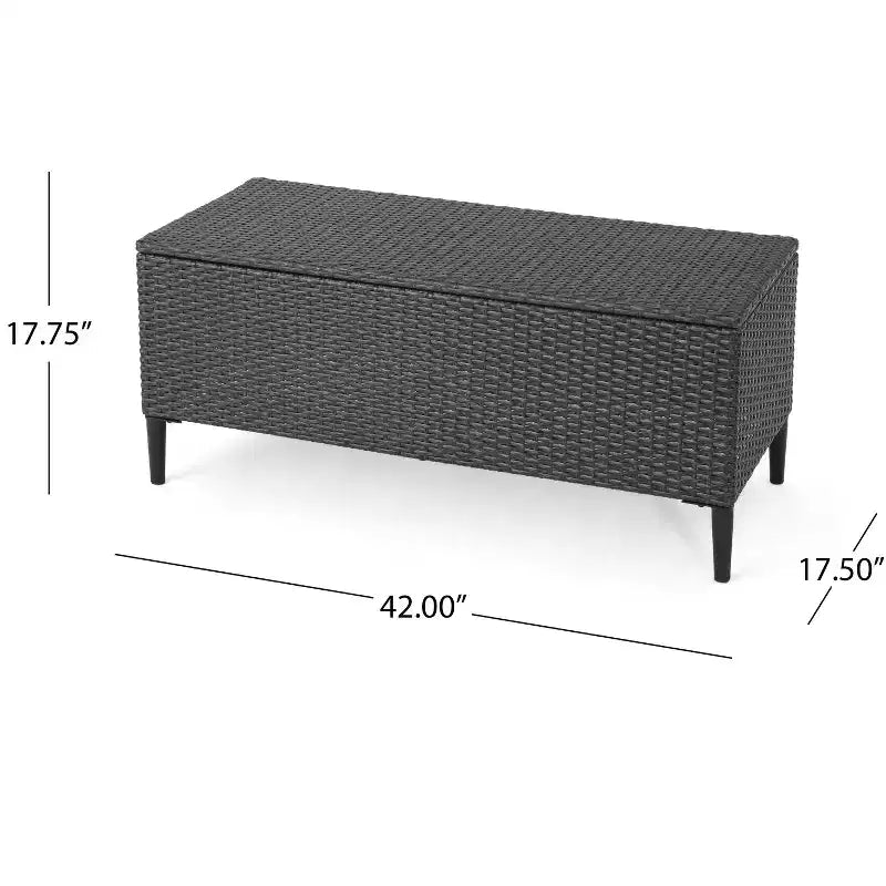 Meuble de rangement d'extérieur en osier GDFStudio Sandy, gris/noir