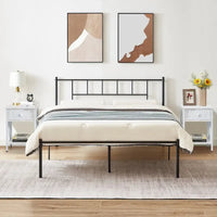 Ensemble cadre de lit 3 pièces VECELO avec tête de lit en bois et tables de chevet modernes, lot de 2