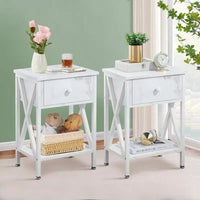Ensemble cadre de lit 3 pièces VECELO avec tête de lit en bois et tables de chevet modernes, lot de 2