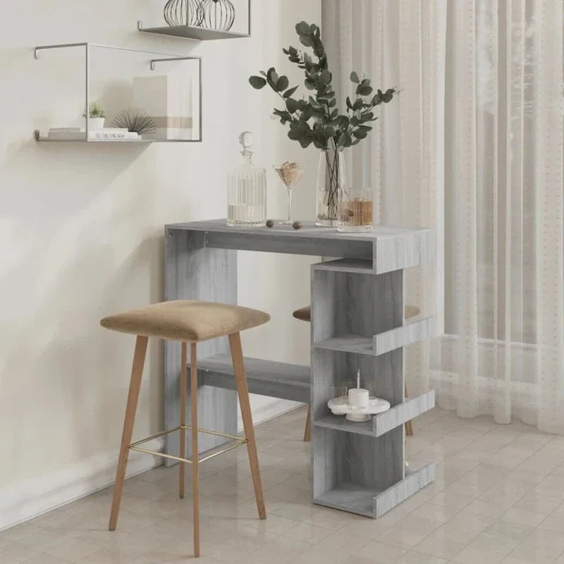 Table de bar vidaXL avec étagère de rangement 39.4x19.7x40, bois d'ingénierie - 39.4 x 19.7 x 40