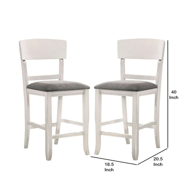 Chaise hauteur comptoir en bois avec dossier incurvé, lot de 2 - 18,5 L x 20,5 l x 40 H