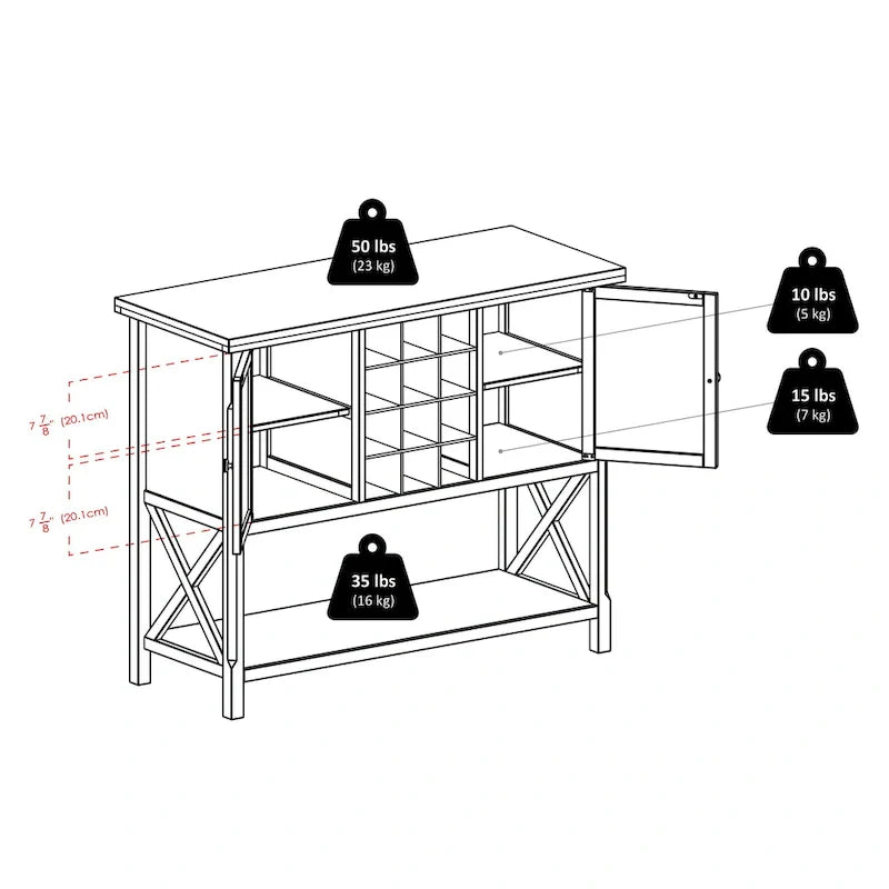 Meuble buffet Xola, cappuccino - 43,8 L x 18 P x 35,9 H