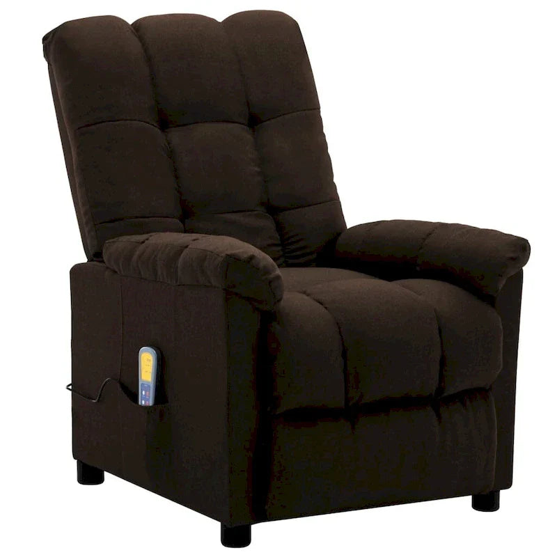 Fauteuil de Massage vidaXL en Tissu Brun Foncé - 29.1 x 39 x 40.2 pouces