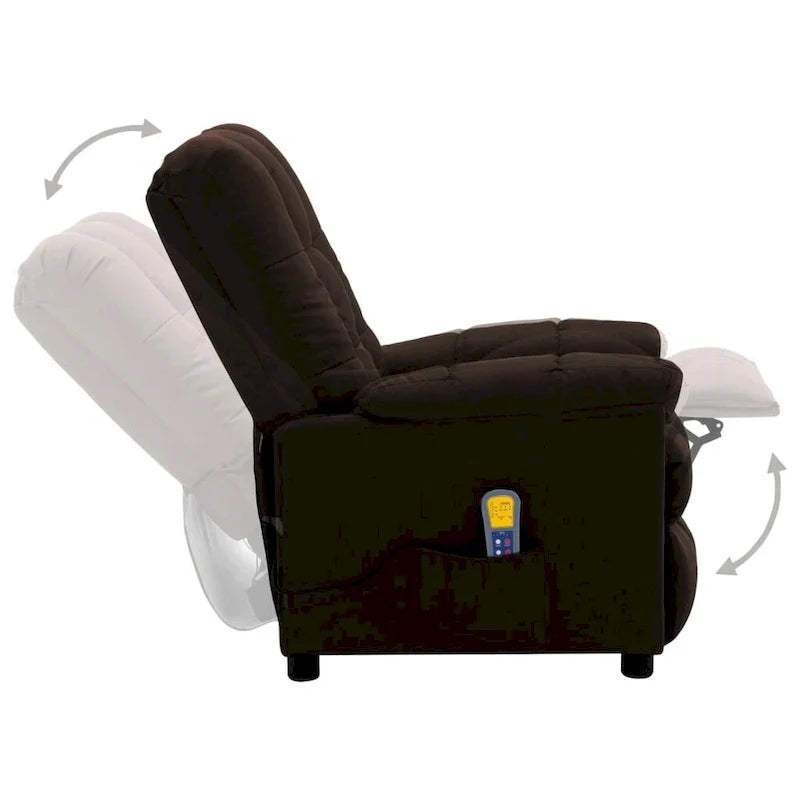 Fauteuil de Massage vidaXL en Tissu Brun Foncé - 29.1 x 39 x 40.2 pouces