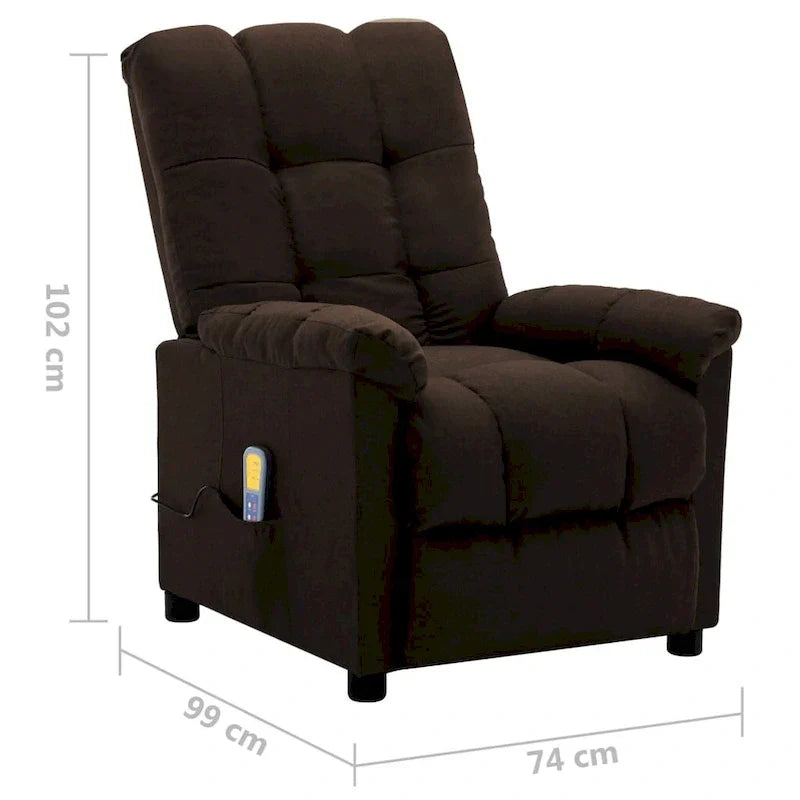Fauteuil de Massage vidaXL en Tissu Brun Foncé - 29.1 x 39 x 40.2 pouces
