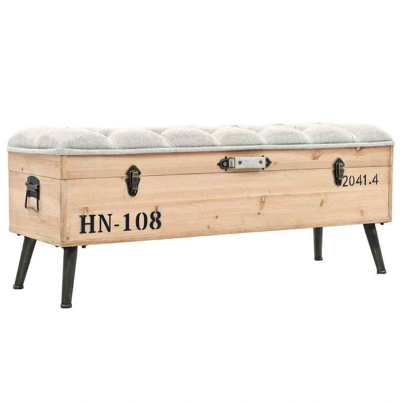 vidaXL Banc de rangement 43,3 Bois de sapin massif - 43,3 x 15,7 x 19,7