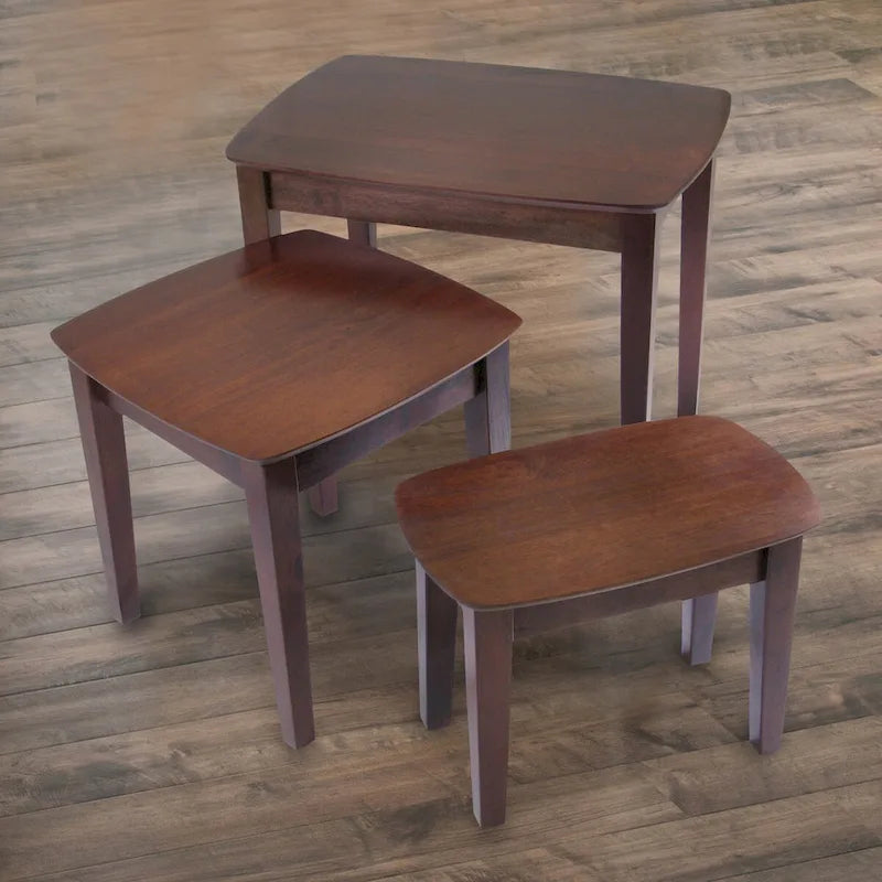 Ensemble de 3 tables gigognes Bradley, noyer - 26.8 x 18.7 x 21.9