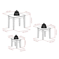 Ensemble de 3 tables gigognes Bradley, noyer - 26.8 x 18.7 x 21.9