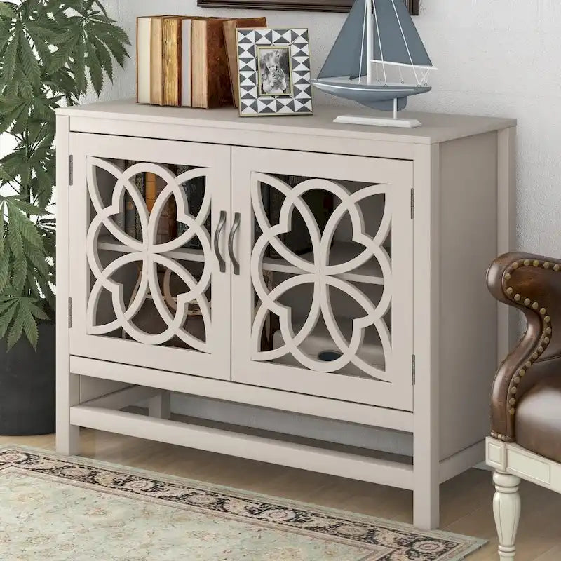 Buffet de salle à manger en bois avec portes et étagère réglable