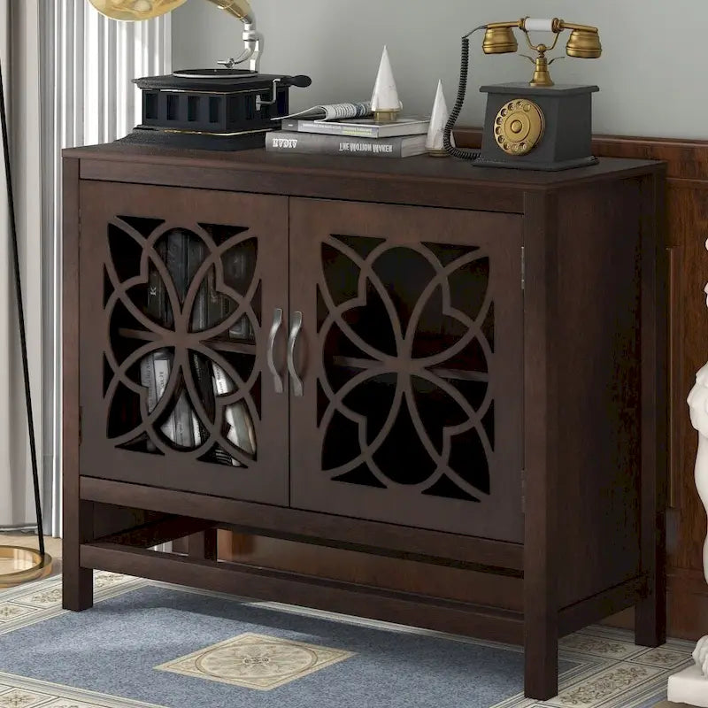 Buffet de salle à manger en bois avec portes et étagère réglable