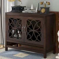 Buffet de salle à manger en bois avec portes et étagère réglable