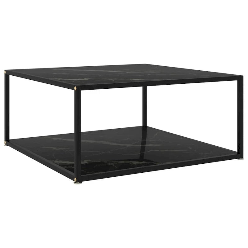 vidaXL Table Basse Noir 80x80x35 Verre Trempé - 80 x 80 x 35